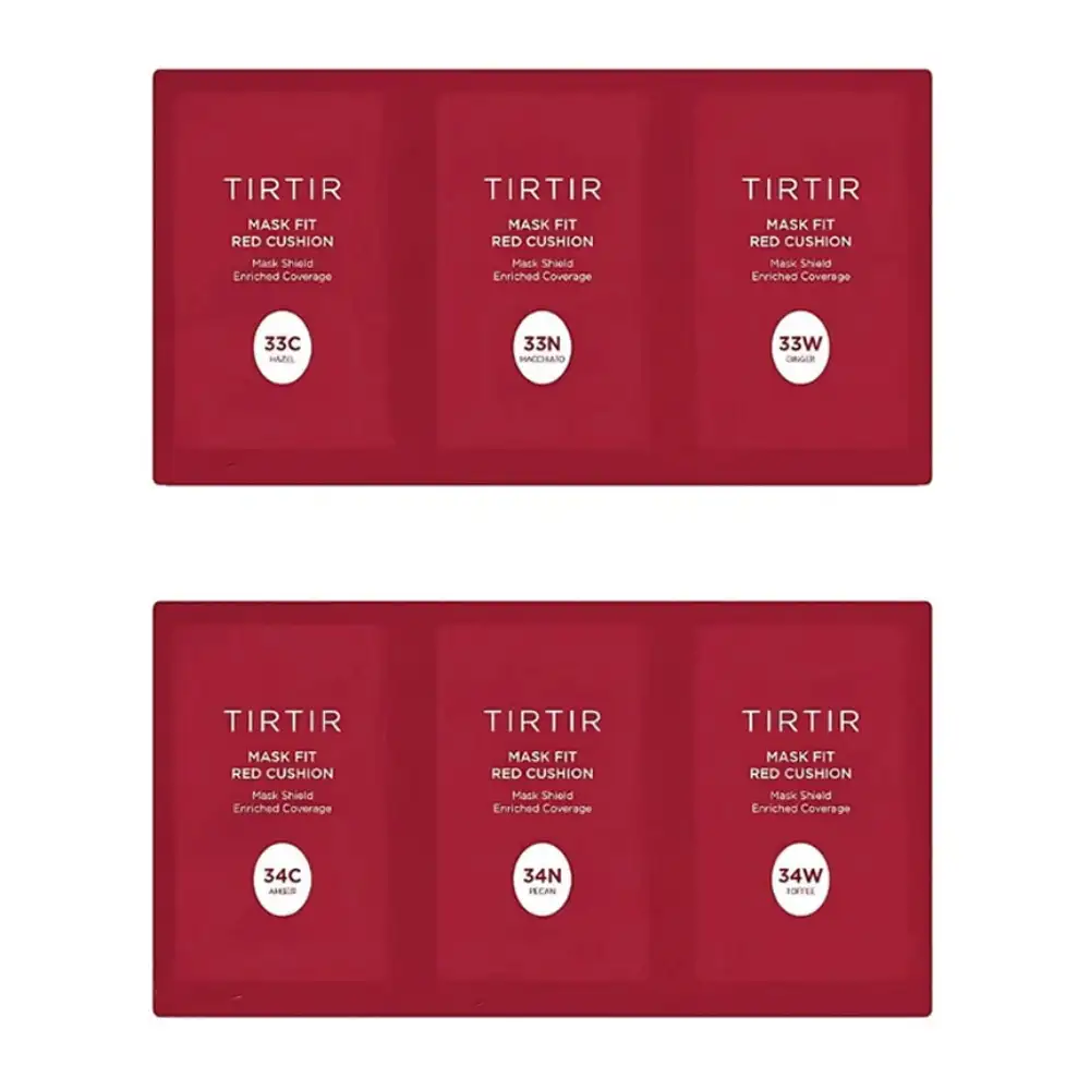 TIRTIR Mask Fit Red Cushion 6 Shade Trial Kit (33C/33N/33W,34C/34N/34W) - zestaw próbek (6x1g)