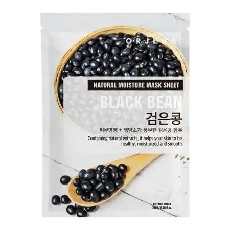 Orjena Natural Moisture Black Bean Mask Sheet, 23 ml - Maska w płachcie z ekstraktem z czarnej fasoli o działaniu nawilżającym