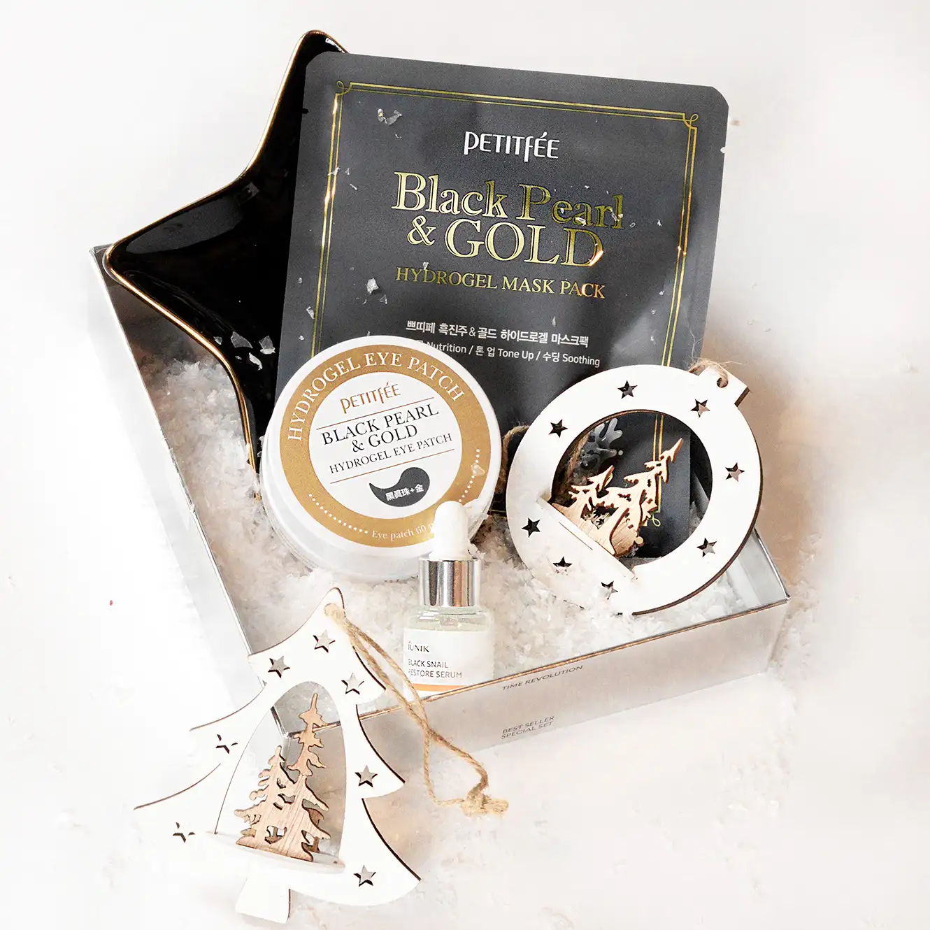 Petitfee Black Pearl & Gold Mask Pack 32 g - Hydrożelowa maska rozświetlająca — 2