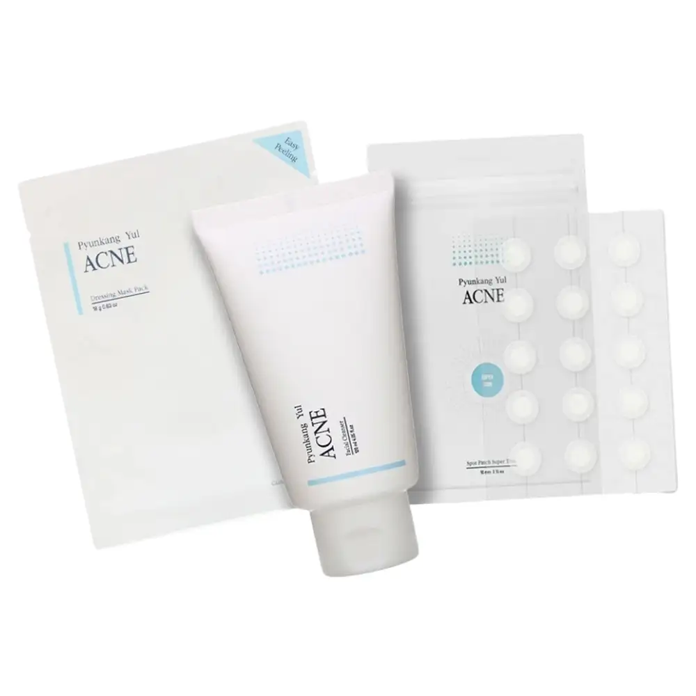 Pyunkang Yul ACNE SET (Facial Cleanser 120 ml + Spot Patch Super Thin 1 vnt + Dressing Mask Pack 1 vnt) - kosmetikos rinkinys spuoguotai odai
