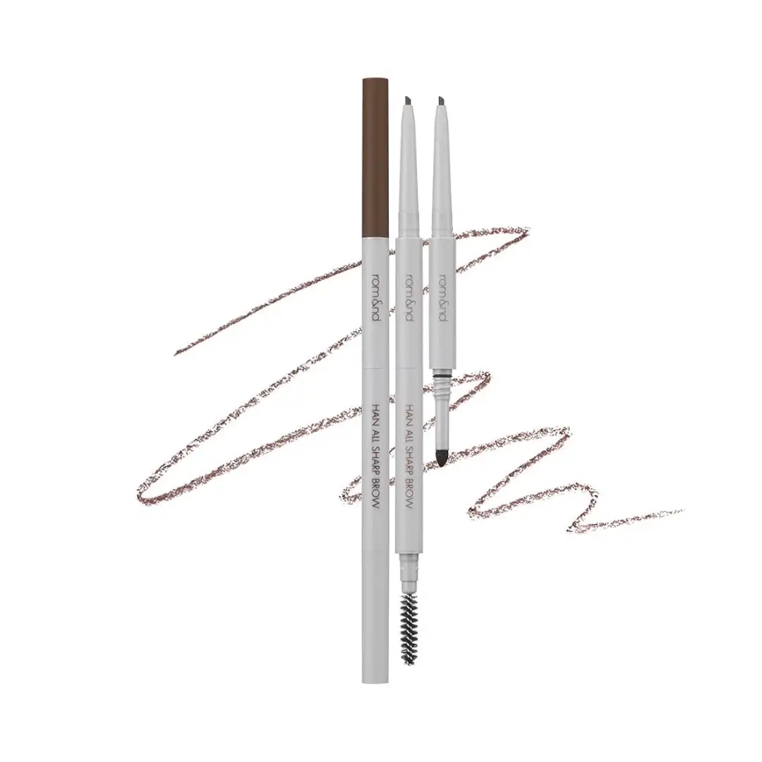 rom&nd Han All Sharp Brow W2. Mild Woody 0.24 g - kredka do brwi z cieniem, ciepły mleczny brąz