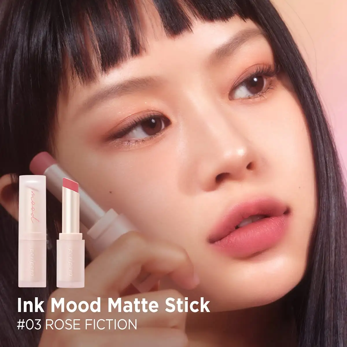 Peripera Ink Mood Matte Stick 03 Rose fiction 3 g - Matowa szminka w sztyfcie — 2