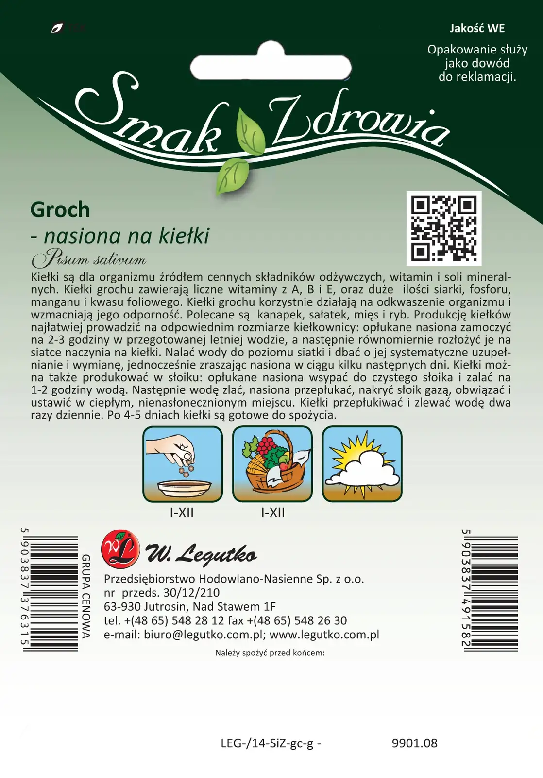 Nasiona na kiełki, groch, 50g — 2