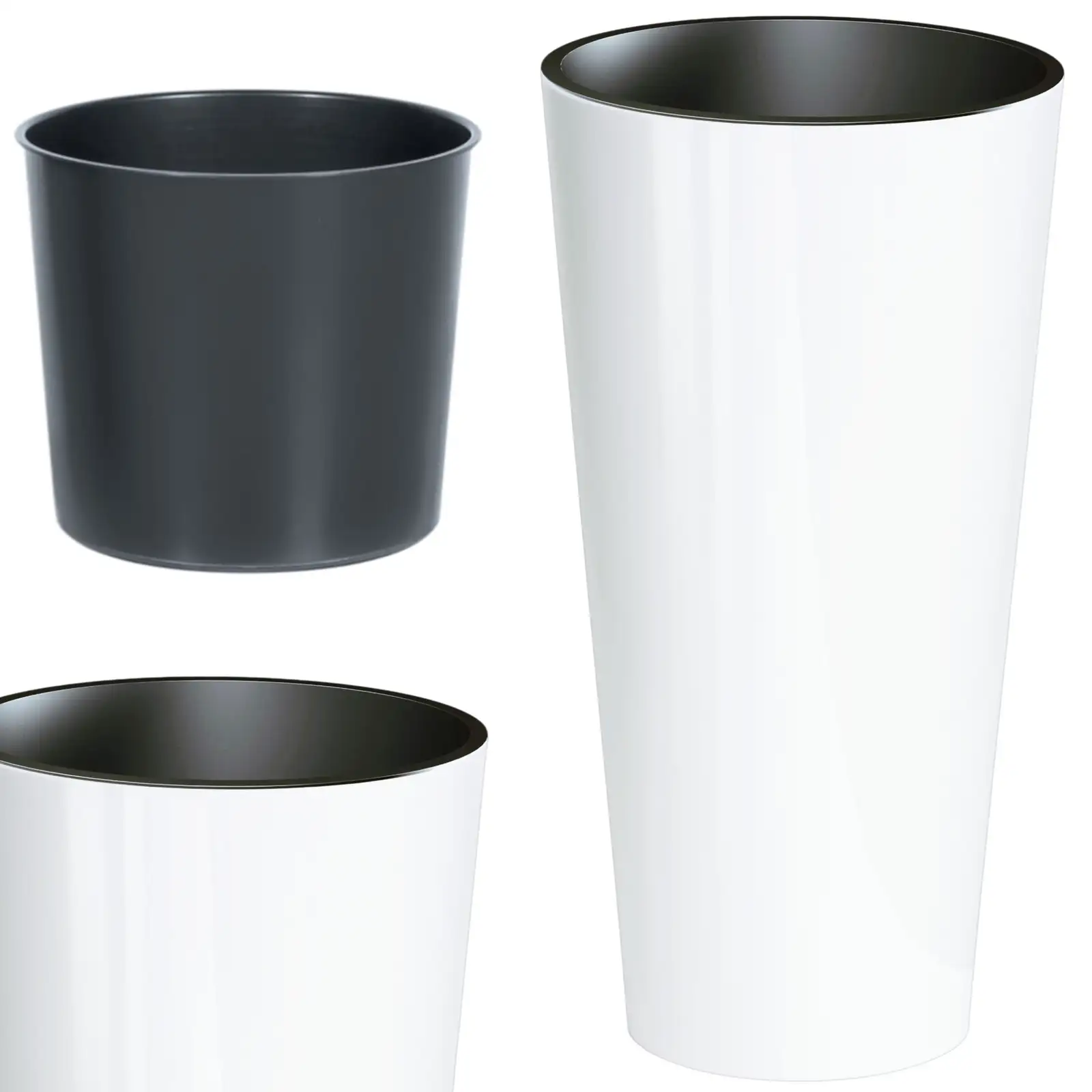 Doniczka Tubus slim shine DTUS150S | Biały — 2