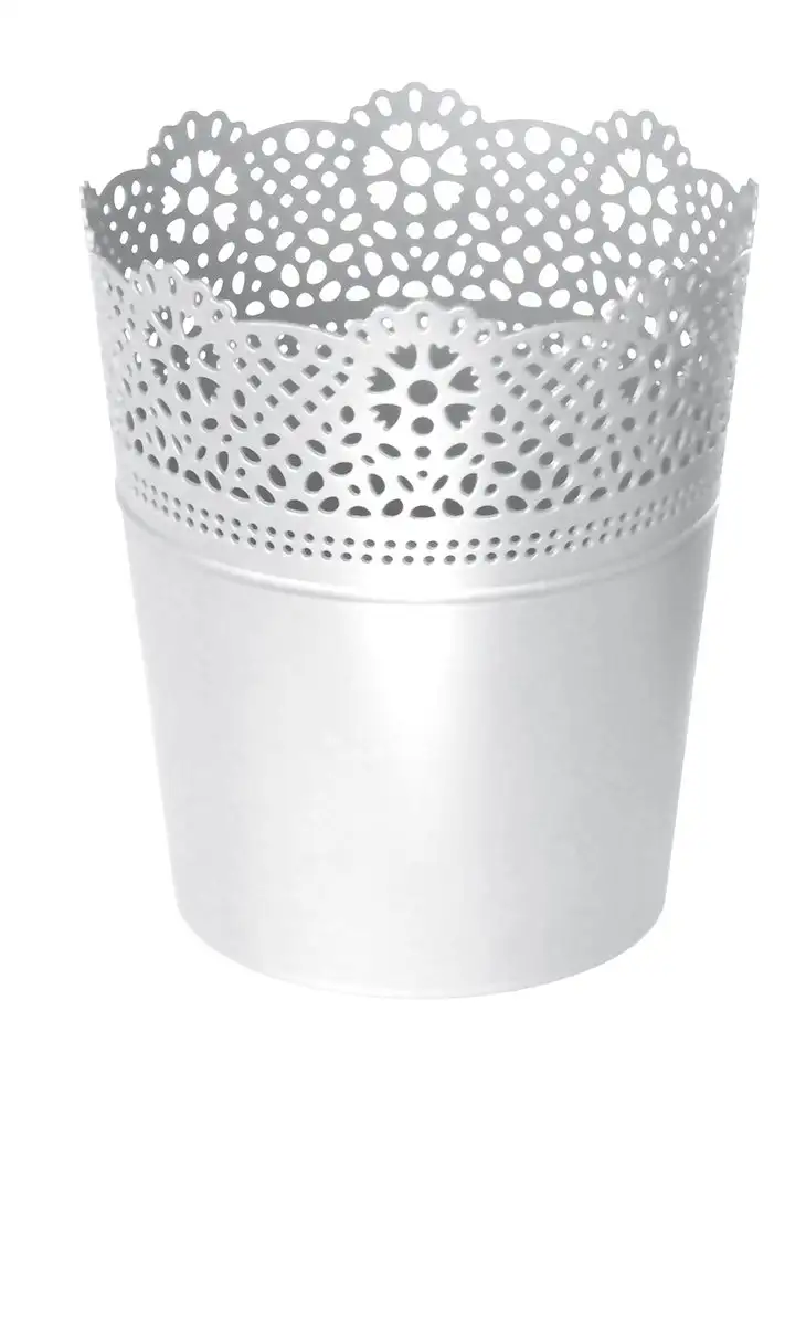 Doniczka okrągła koronkowa Lace DLAC160 | Biały