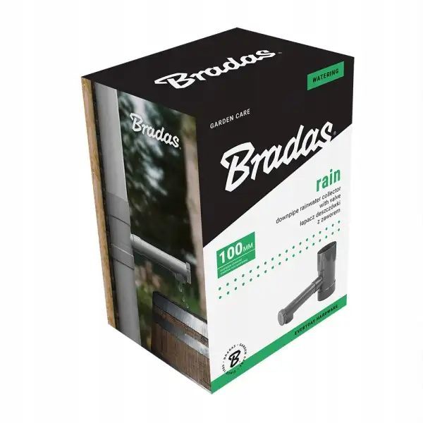 Zbieracz, łapacz wody deszczowej z zaworem, BRADAS 100mm, Brązowy — 4