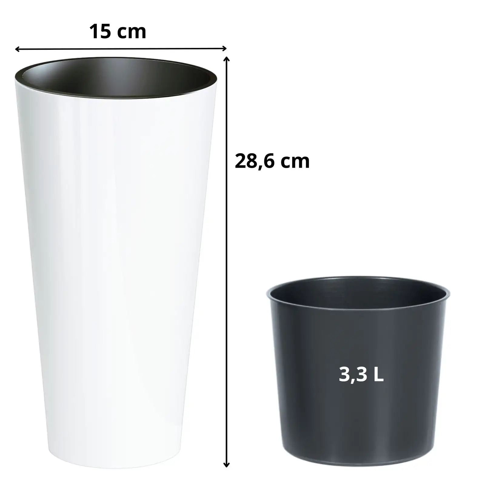 Doniczka Tubus slim shine DTUS150S | Biały — 3
