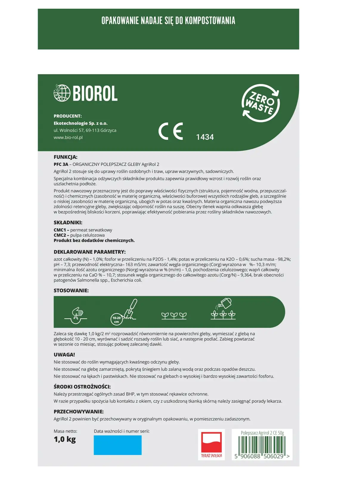Nawóz BIOROL Uniplantum 1kg do roślin doniczkowych i tarasowych — 2