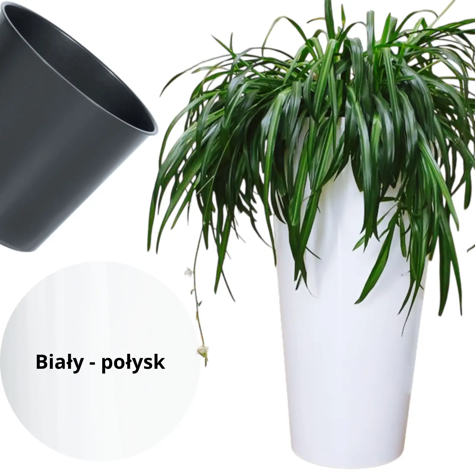 Doniczka Tubus slim shine DTUS150S | Biały — 5