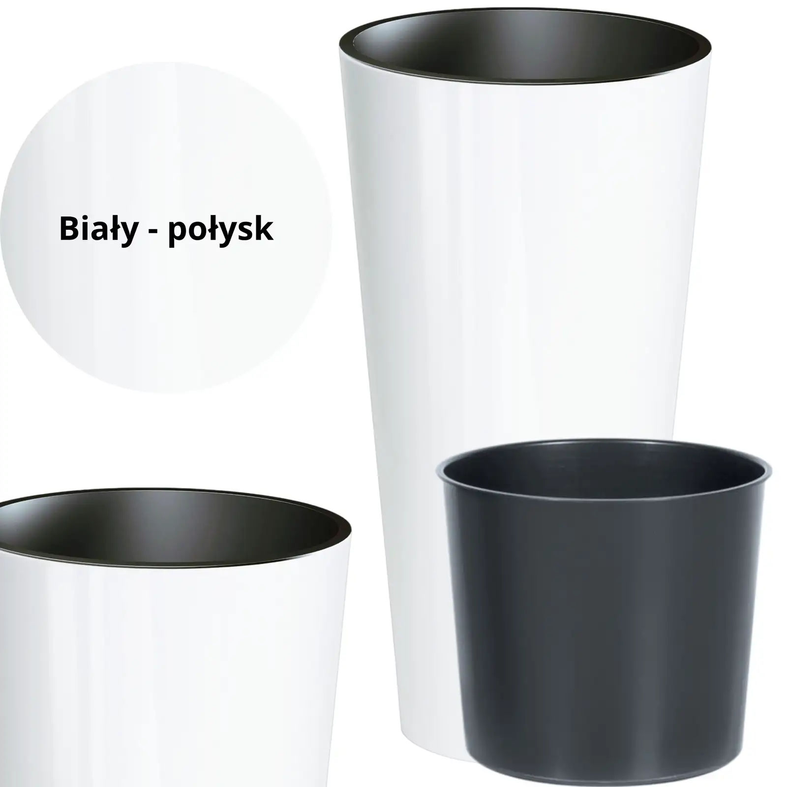 Doniczka Tubus slim shine DTUS150S | Biały — 6